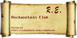 Rockenstein Elek névjegykártya